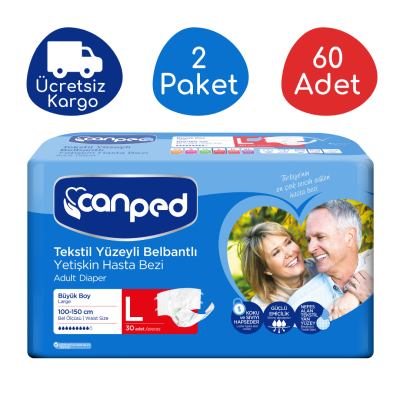 Canped Large 30x2 Adet Tekstil Yüzeyli Belbantlı Yetişkin Hasta Bezi - 1