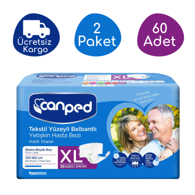Canped Belbantlı Tekstil Yüzey Hasta Bezi XL- Extra Large Beden 60 Adet - 1