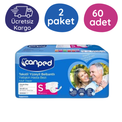 Canped Belbantlı Tekstil Yüzey Hasta Bezi S-Small Beden 60 Adet - 1