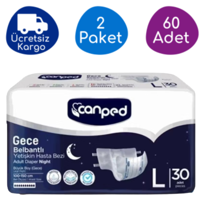 Canped Belbantlı Yetişkin Hasta Bezi Gece Large 30'lu (60 Adet) - 1