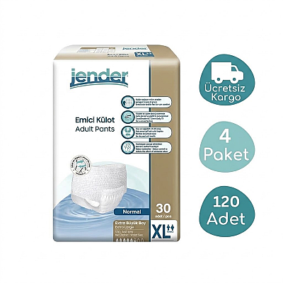 Jender Emici Külot Yetişkin Hasta Bezi XL 30’lu 4 Paket 120 Adet - 1